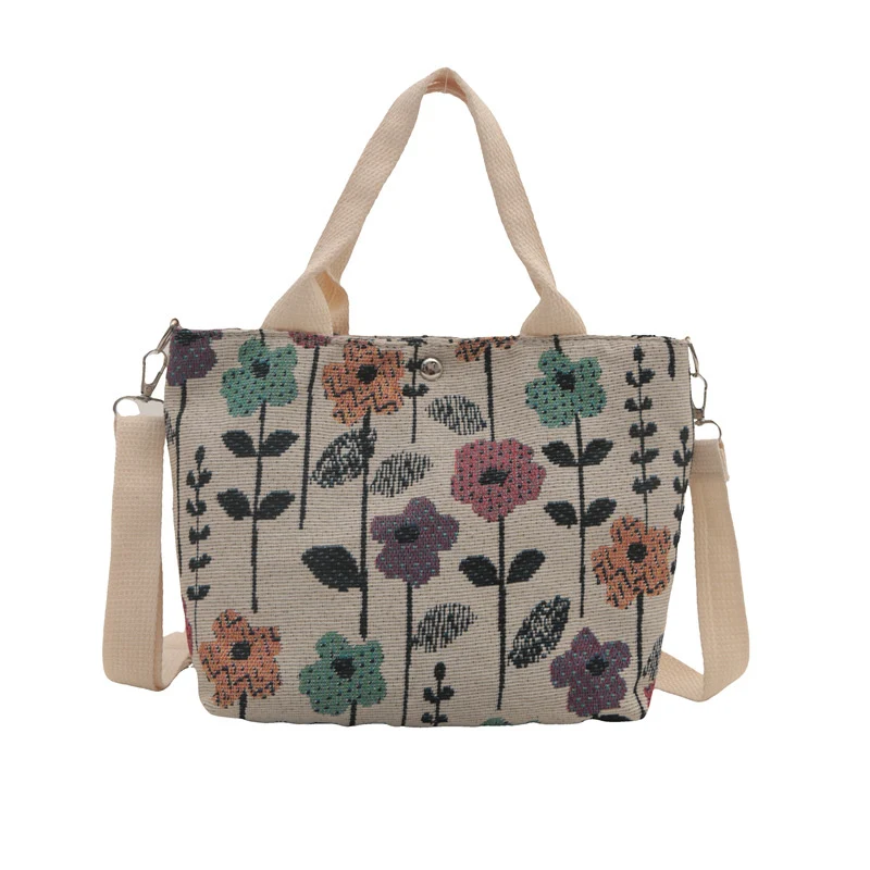 Niedliche Erdbeer-Print-Canvas-Shopper-Tasche