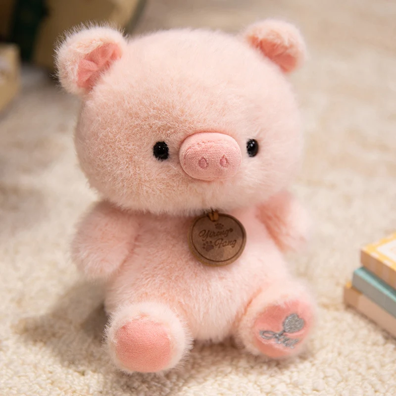 Plush Sitting Piglet Comforter Toy with Embroidered Paw Charm and Pendant Stornfield
