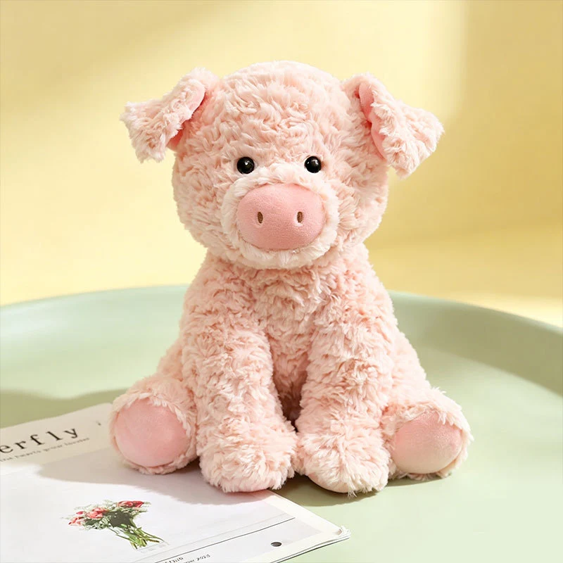 Plush Sitting Cow Comforter Toy with Mixed Faux-Fur Patches Stornfield