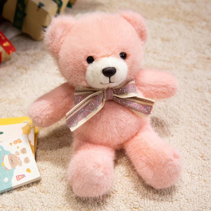 Plush Sitting Collectible Bear with Embroidered Smile, Crystal-Accent Ribbon Bow & Ultra-Soft Faux-Fur Plush Stornfield