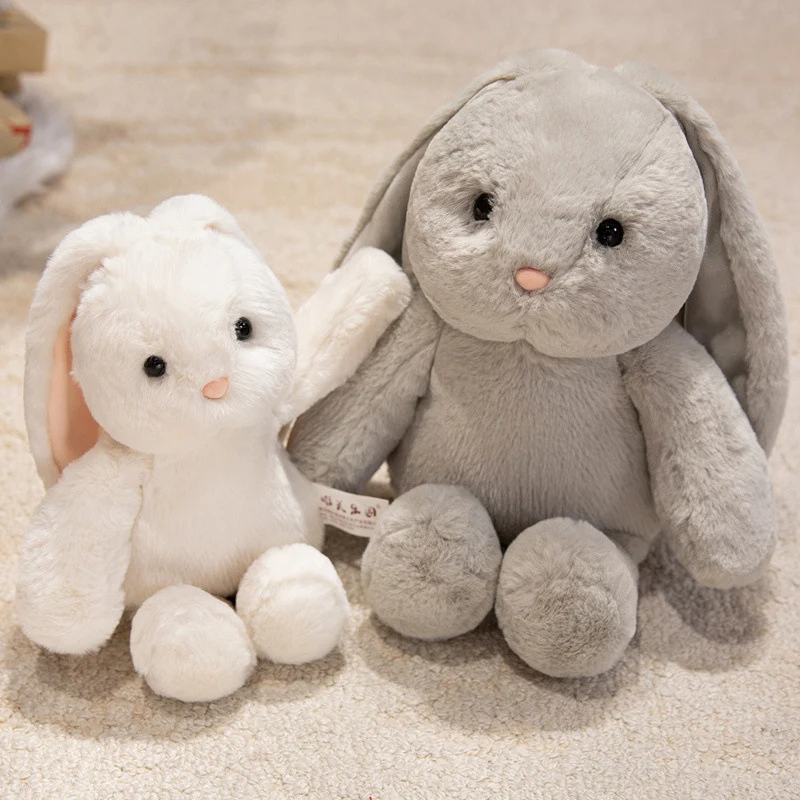 Plush Sitting Bunny Comforter Toy with Dropped Ears Ultra-Soft Faux-Fur and Bean-Fill Base Stornfield
