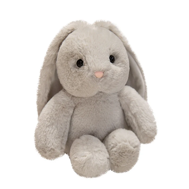 Plush Sitting Bunny Comforter Toy with Dropped Ears Ultra-Soft Faux-Fur and Bean-Fill Base Stornfield
