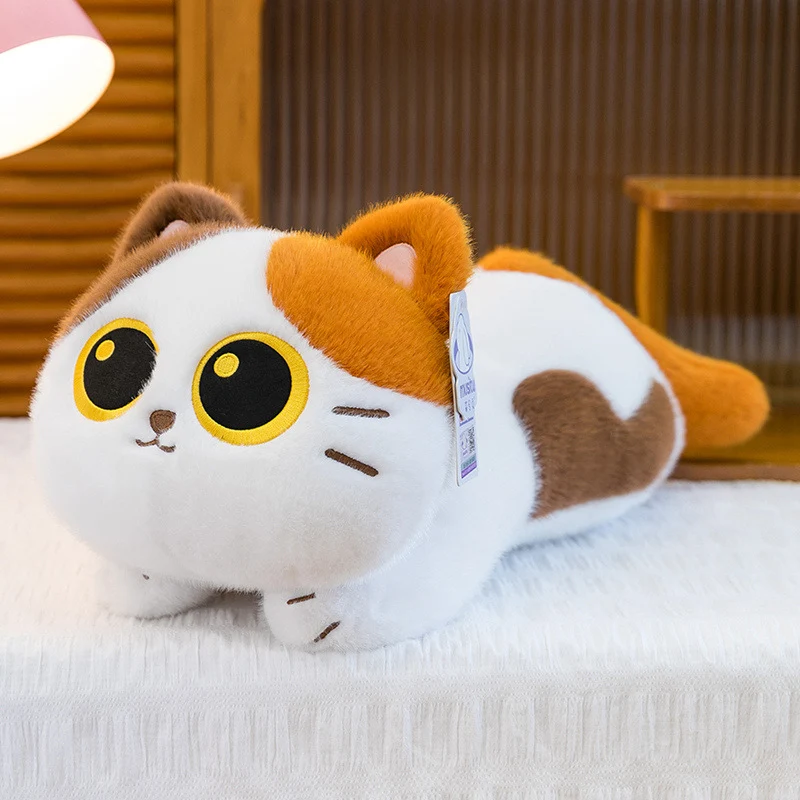 Plush Siamese Cat Long Bolster Body Pillow with Embroidered Eyes and Ultra-Soft Faux Fur Stornfield