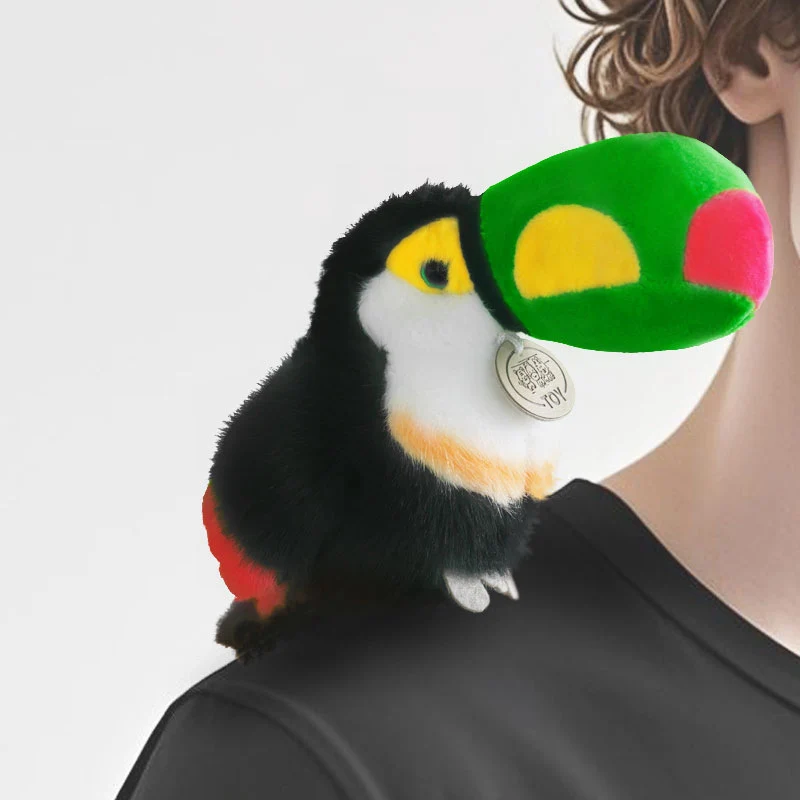 Plush Shoulder-Sitting Toucan Clip-On Companion with Metal Clip and Soft Huggable Body Stornfield