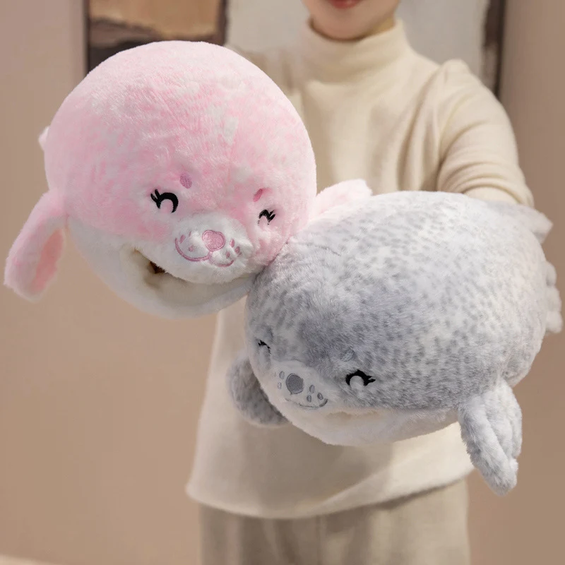Plush Seal Cuddle Pillow with Embroidered Face and Side Flippers Stornfield