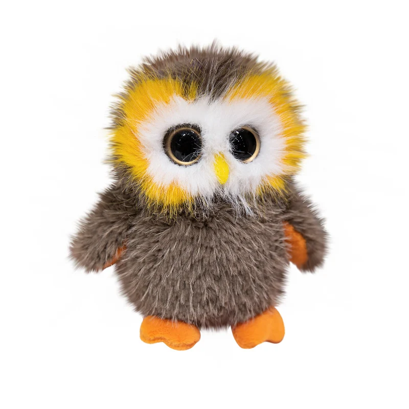 Plush Round Owl Collectible with Ultra-Soft Faux Fur & Large Glassy Eyes Stornfield