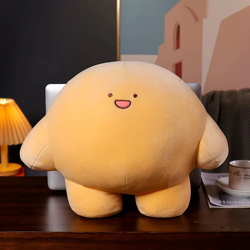 Plush Round Chubby Character Cushion with Short Limbs and Embroidered Smile Stornfield