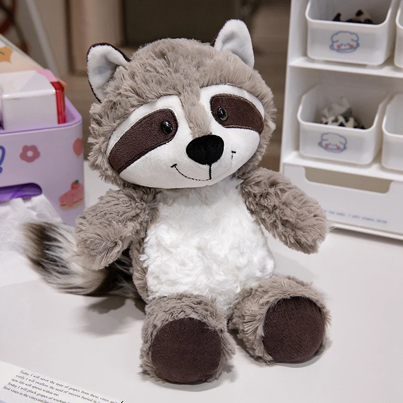 Plush Raccoon Soft Fur Sitting Stuffed Animal with Embroidered Face and Fluffy Tail Stornfield