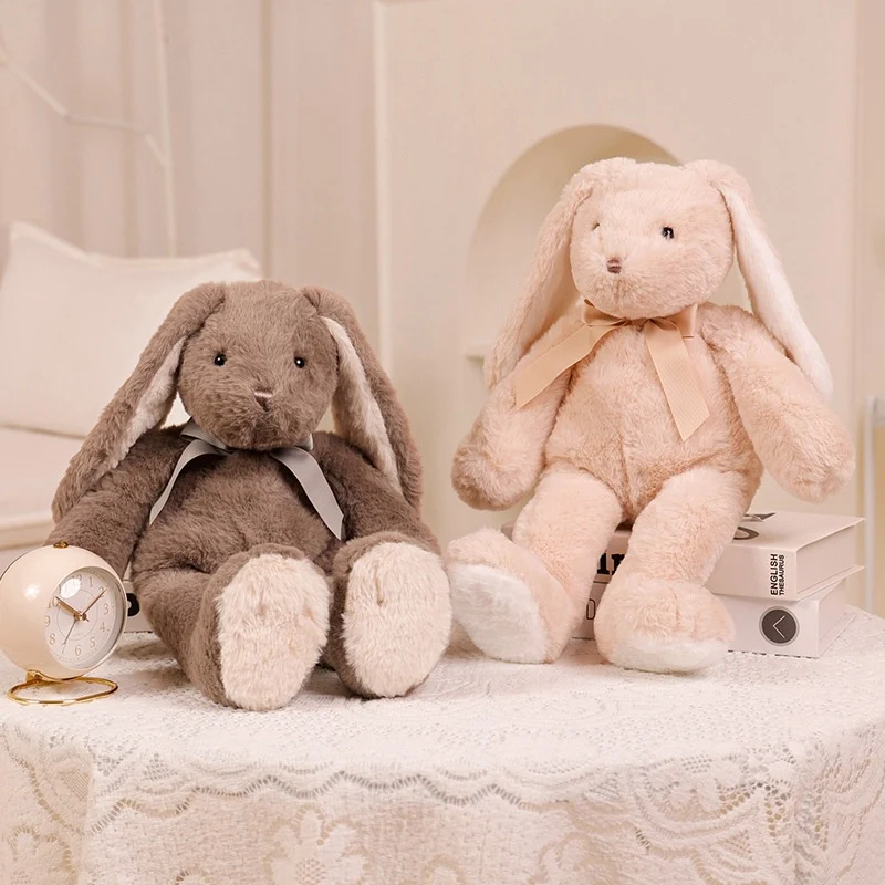Plush Long-Eared Sitting Bunny Soft Toy with Ribbon Neck and Ultra-Soft Faux Fur Stornfield