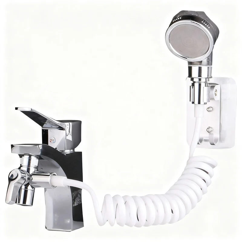 Faucet attachment with shower head and filtration