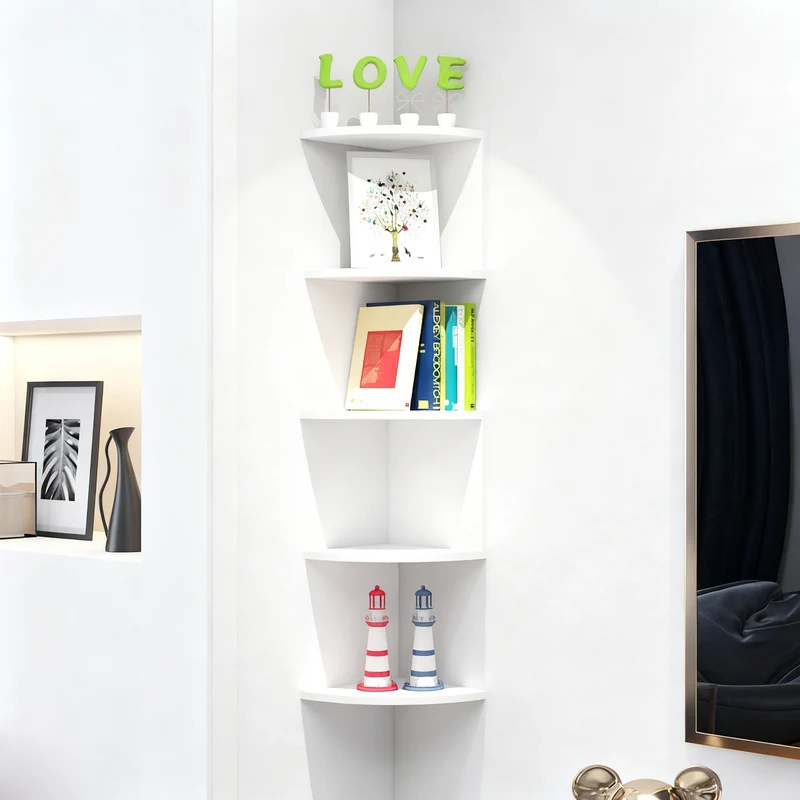 Corner shelf triangular, artificial wood, various sizes