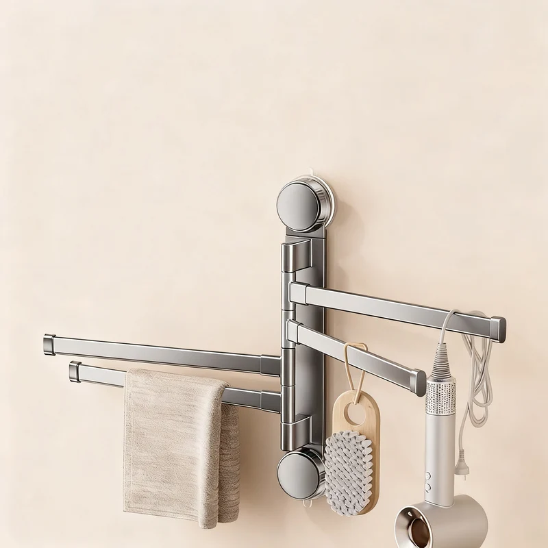 Towel holder with suction cup, foldable