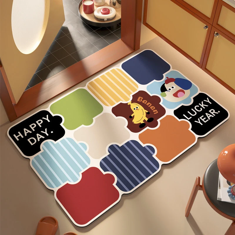 Square diatomaceous earth doormat with pattern