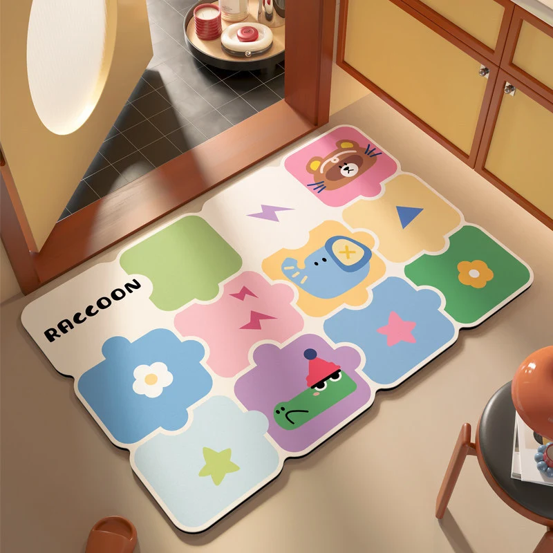 Square diatomaceous earth doormat with pattern