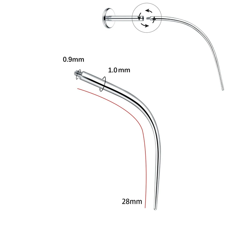 Titan-Piercing rod, flat base, internal thread
