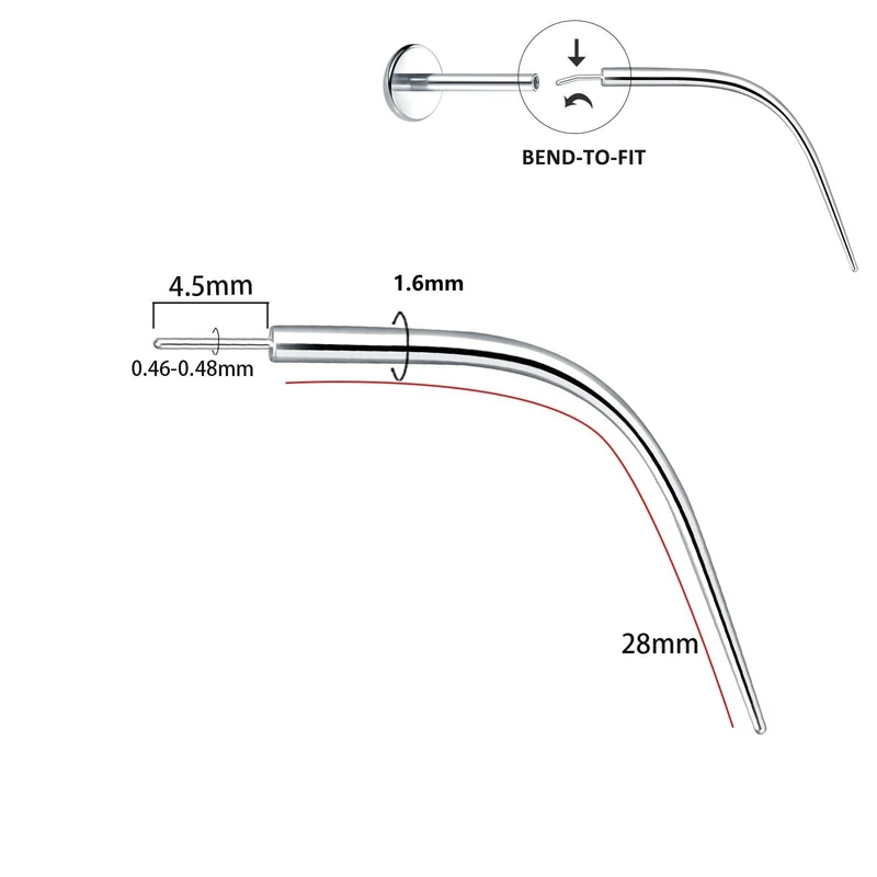 Titan-Piercing rod, flat base, internal thread