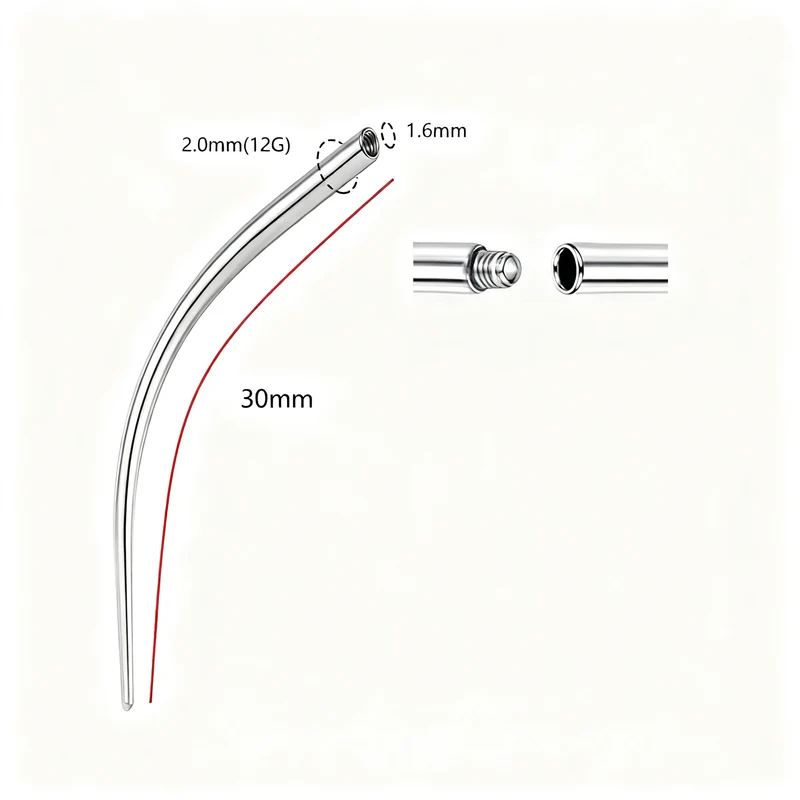 Titan-Piercing rod, flat base, internal thread