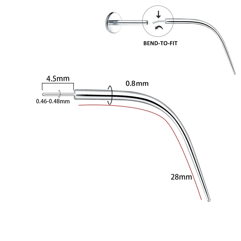 Titan-Piercing rod, flat base, internal thread