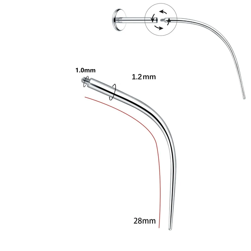 Titan-Piercing rod, flat base, internal thread