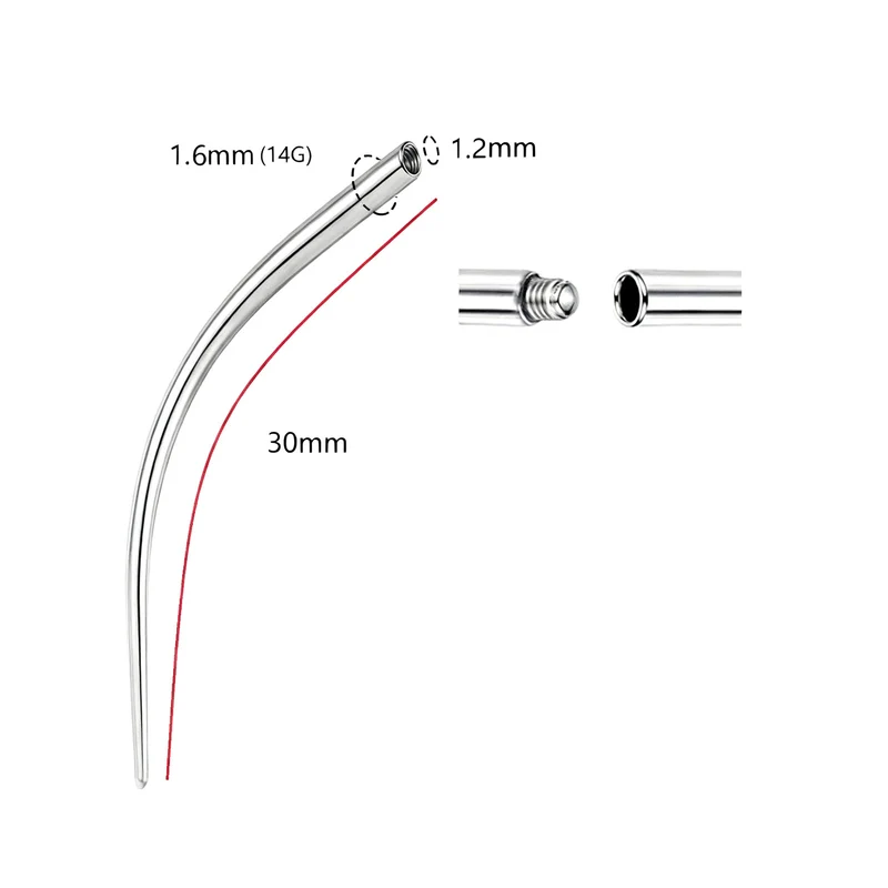 Titan-Piercing rod, flat base, internal thread