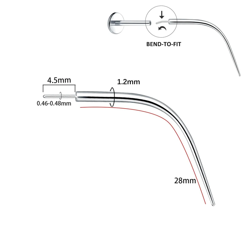 Titan-Piercing rod, flat base, internal thread