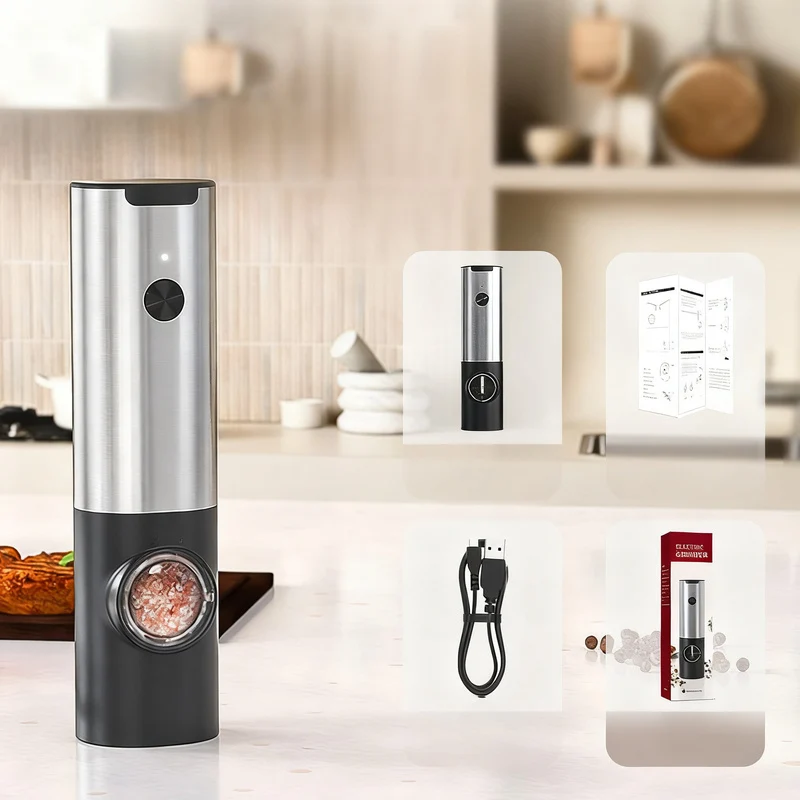 Electric pepper mill, 70 ml, stainless steel