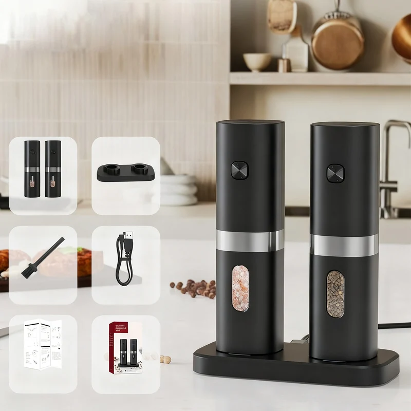 Electric pepper mill, 70 ml, stainless steel