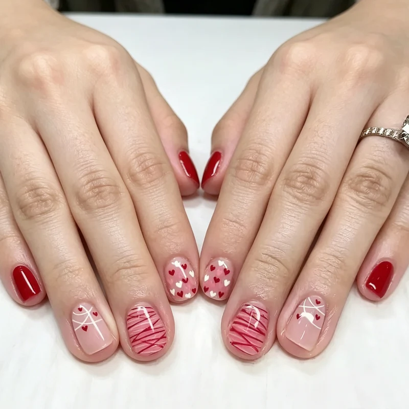 Elegantes Herz-Thema Nagelkunst-Set Karnz