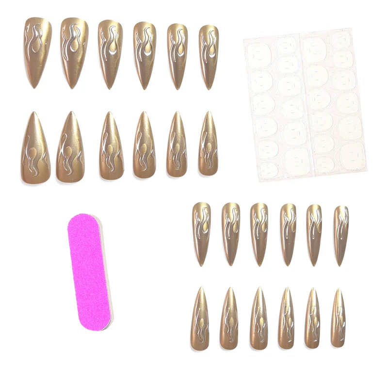 Sculpted Metallic Acrylic Nail Art Extensions Stornfield