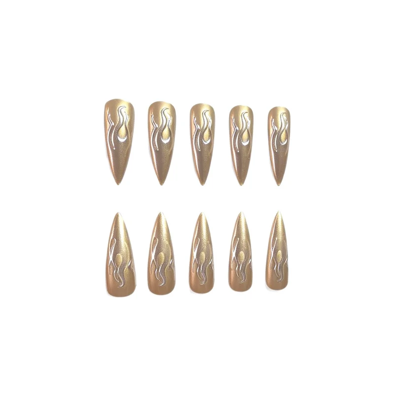 Sculpted Metallic Acrylic Nail Art Extensions Stornfield