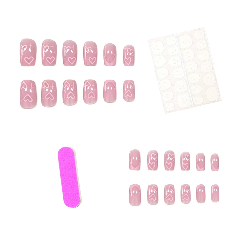Romantic Heart-Pattern Nail Art Extensions Stornfield