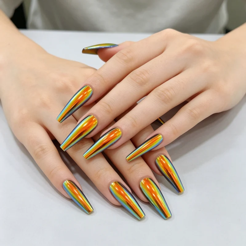 Premium Long-Lasting Rainbow Nail Art Extensions Stornfield