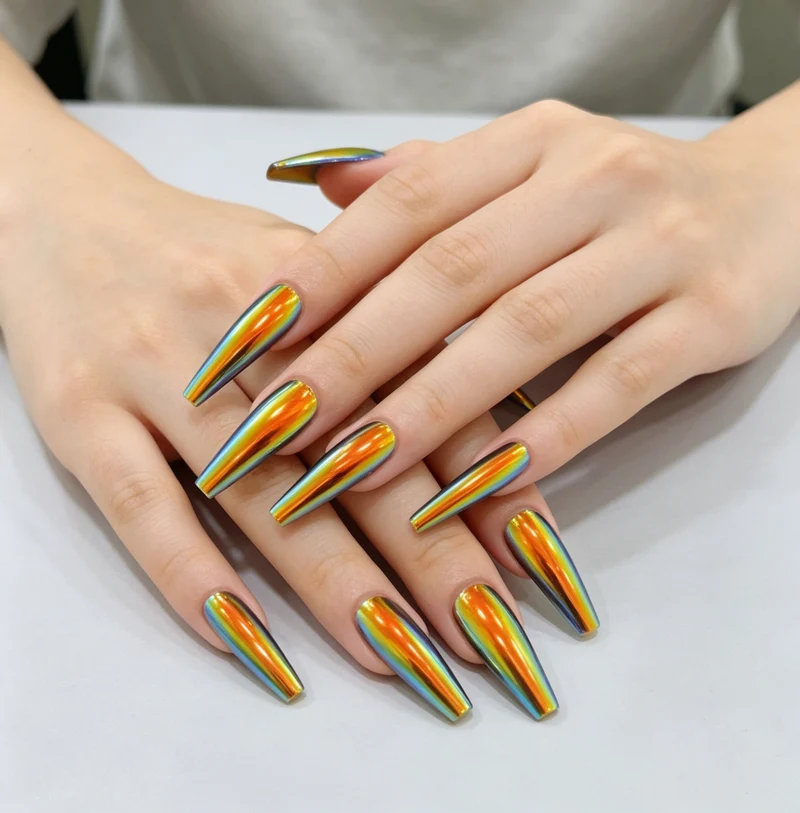Premium Long-Lasting Rainbow Nail Art Extensions Stornfield