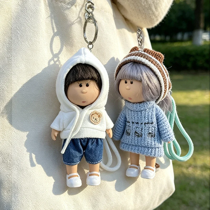 Hooded Doll Bag Charm Keychain with Denim Outfit & Loop Strap Stornfield