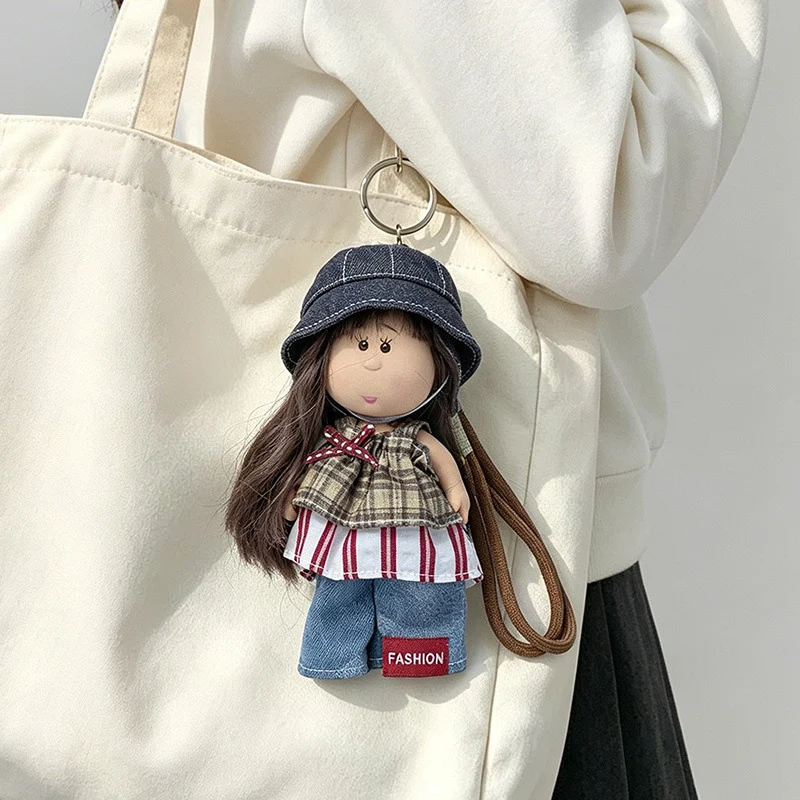 Hooded Doll Bag Charm Keychain with Denim Outfit & Loop Strap Stornfield