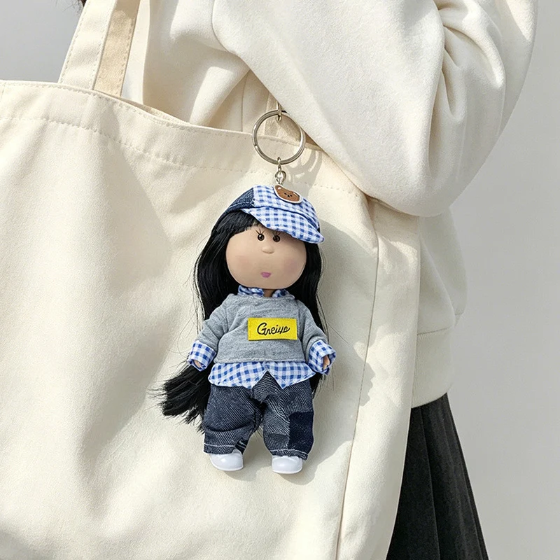 Hooded Doll Bag Charm Keychain with Denim Outfit & Loop Strap Stornfield