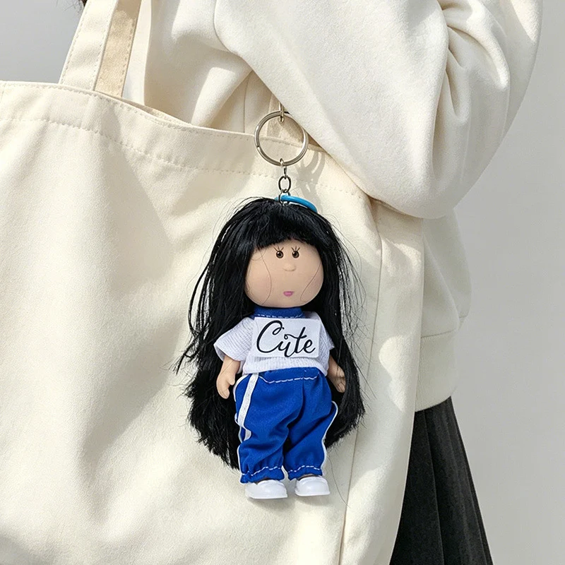 Hooded Doll Bag Charm Keychain with Denim Outfit & Loop Strap Stornfield