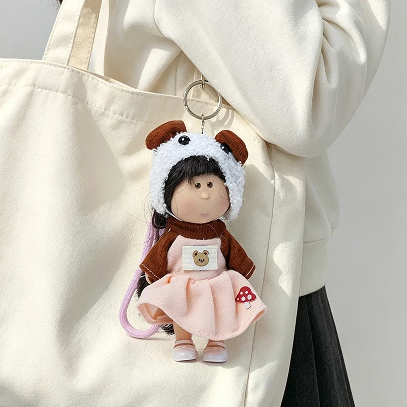 Hooded Doll Bag Charm Keychain with Denim Outfit & Loop Strap Stornfield