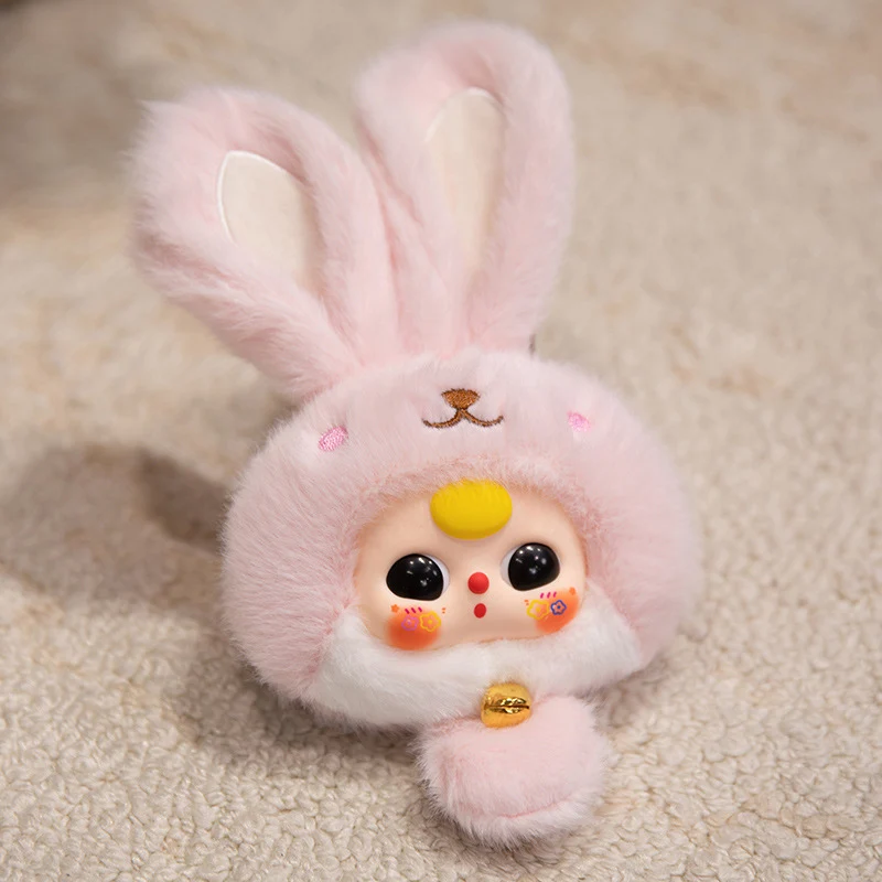 Bunny Plush Bag Charm with Bell and Collectible Resin Face Stornfield