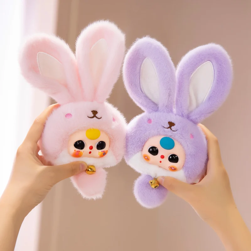 Bunny Plush Bag Charm with Bell and Collectible Resin Face Stornfield