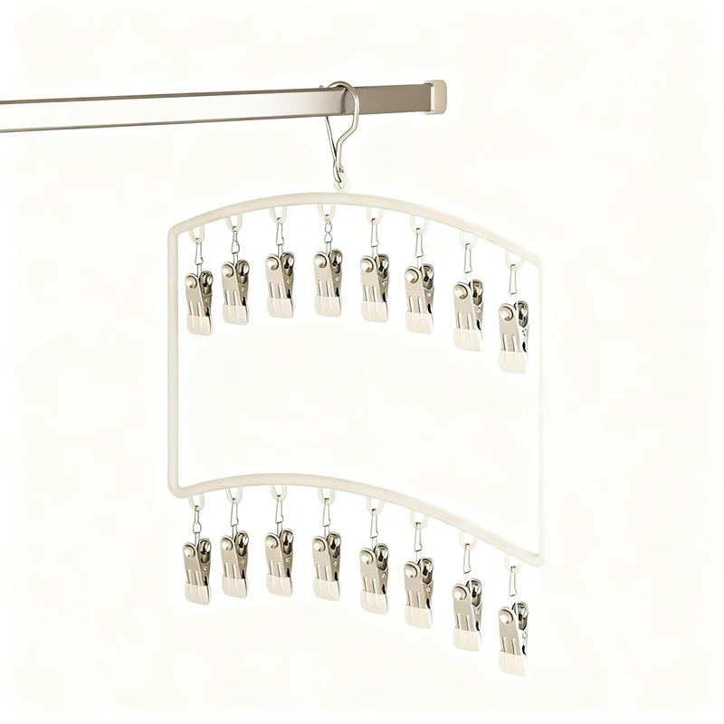 Clothes drying rack with clips for children