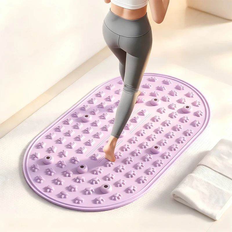 Foot reflex zone mat with magnetic stones