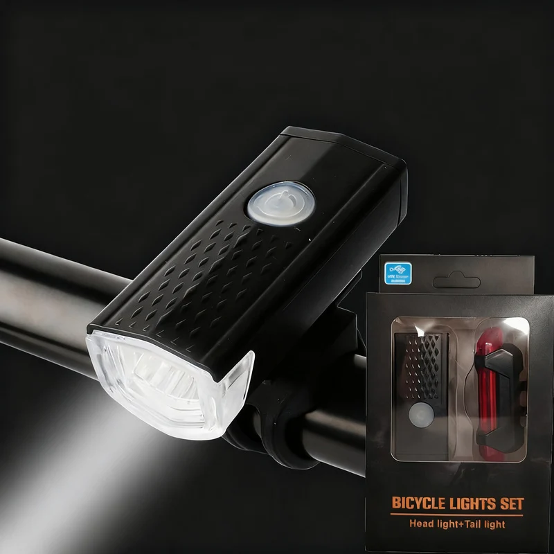 Bicycle light set, USB rechargeable, waterproof