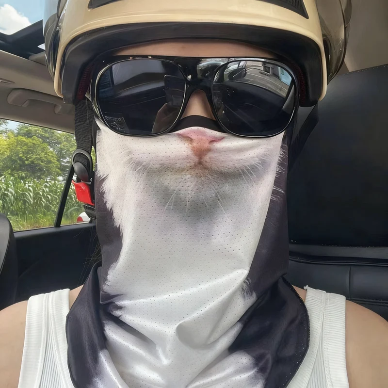Bicycle sun protection mask with animal motif