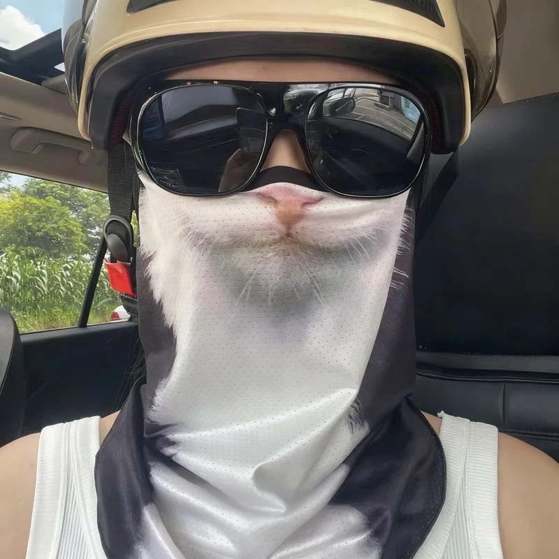 Bicycle sun protection mask with animal motif