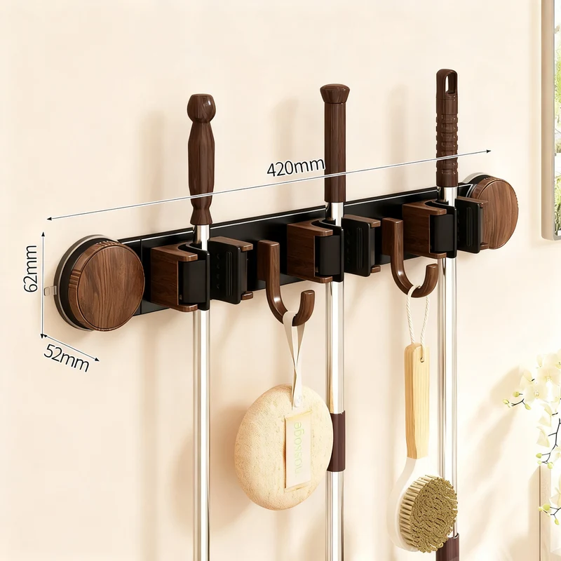 Suction cup wall holder for cleaning tools