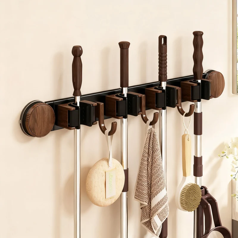 Suction cup wall holder for cleaning tools