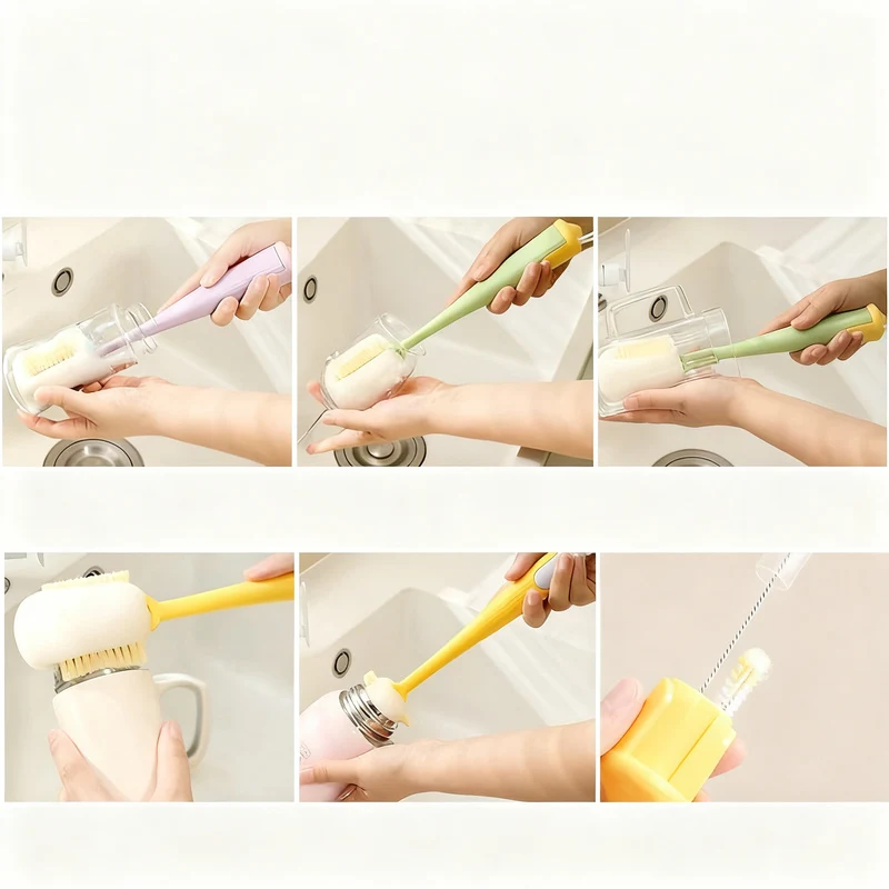 Multipurpose brush for cleaning cups and bottles