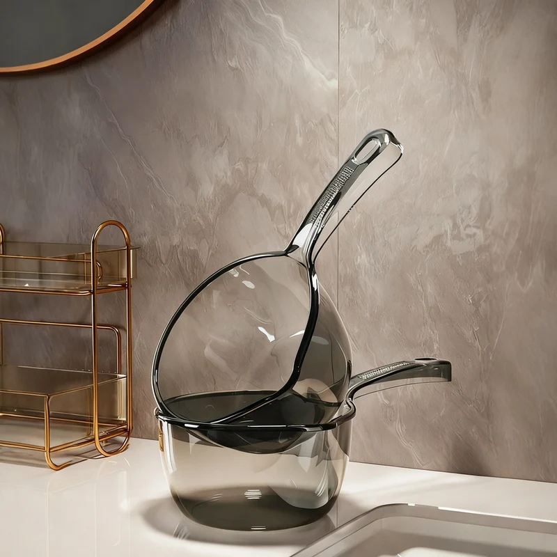 Plastic water scooper, shatterproof, with a long handle
