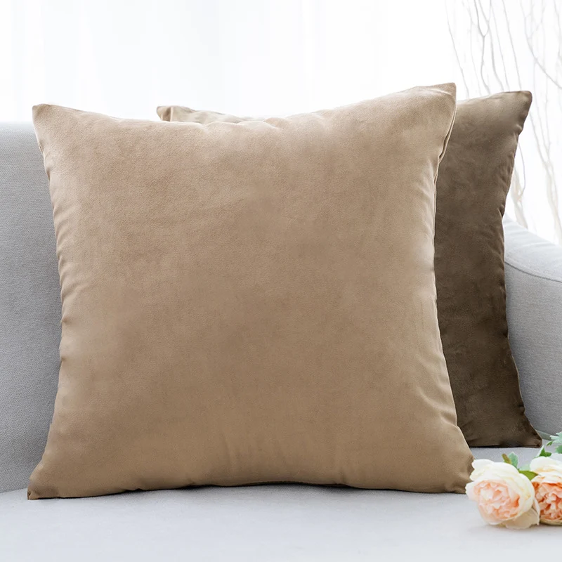 Ultra-Soft Velvet Square Decorative Pillow Cover with Minky Back and Invisible Zipper